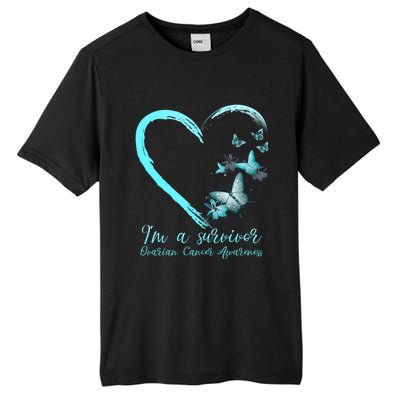 Teal Butterfly Heart Survivor Ovarian Cancer Awareness Tee Cool Gift Tall Fusion ChromaSoft Performance T-Shirt