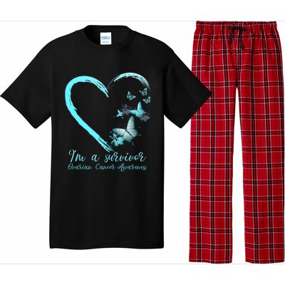 Teal Butterfly Heart Survivor Ovarian Cancer Awareness Tee Cool Gift Pajama Set