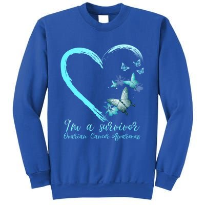 Teal Butterfly Heart Survivor Ovarian Cancer Awareness Tee Cool Gift Sweatshirt