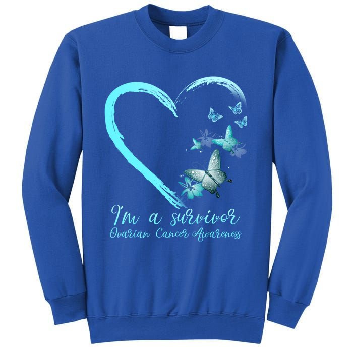 Teal Butterfly Heart Survivor Ovarian Cancer Awareness Tee Cool Gift Sweatshirt