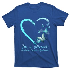 Teal Butterfly Heart Survivor Ovarian Cancer Awareness Tee Cool Gift T-Shirt