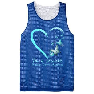 Teal Butterfly Heart Survivor Ovarian Cancer Awareness Tee Cool Gift Mesh Reversible Basketball Jersey Tank