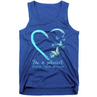 Teal Butterfly Heart Survivor Ovarian Cancer Awareness Tee Cool Gift Tank Top