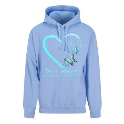 Teal Butterfly Heart Survivor Ovarian Cancer Awareness Tee Cool Gift Unisex Surf Hoodie