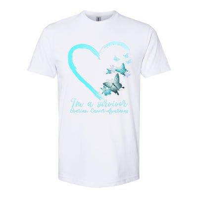 Teal Butterfly Heart Survivor Ovarian Cancer Awareness Tee Cool Gift Softstyle CVC T-Shirt