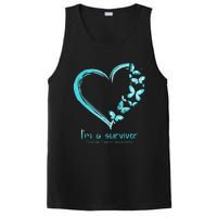 Teal Butterfly Heart Im A Survivor Ovarian Cancer Awareness PosiCharge Competitor Tank