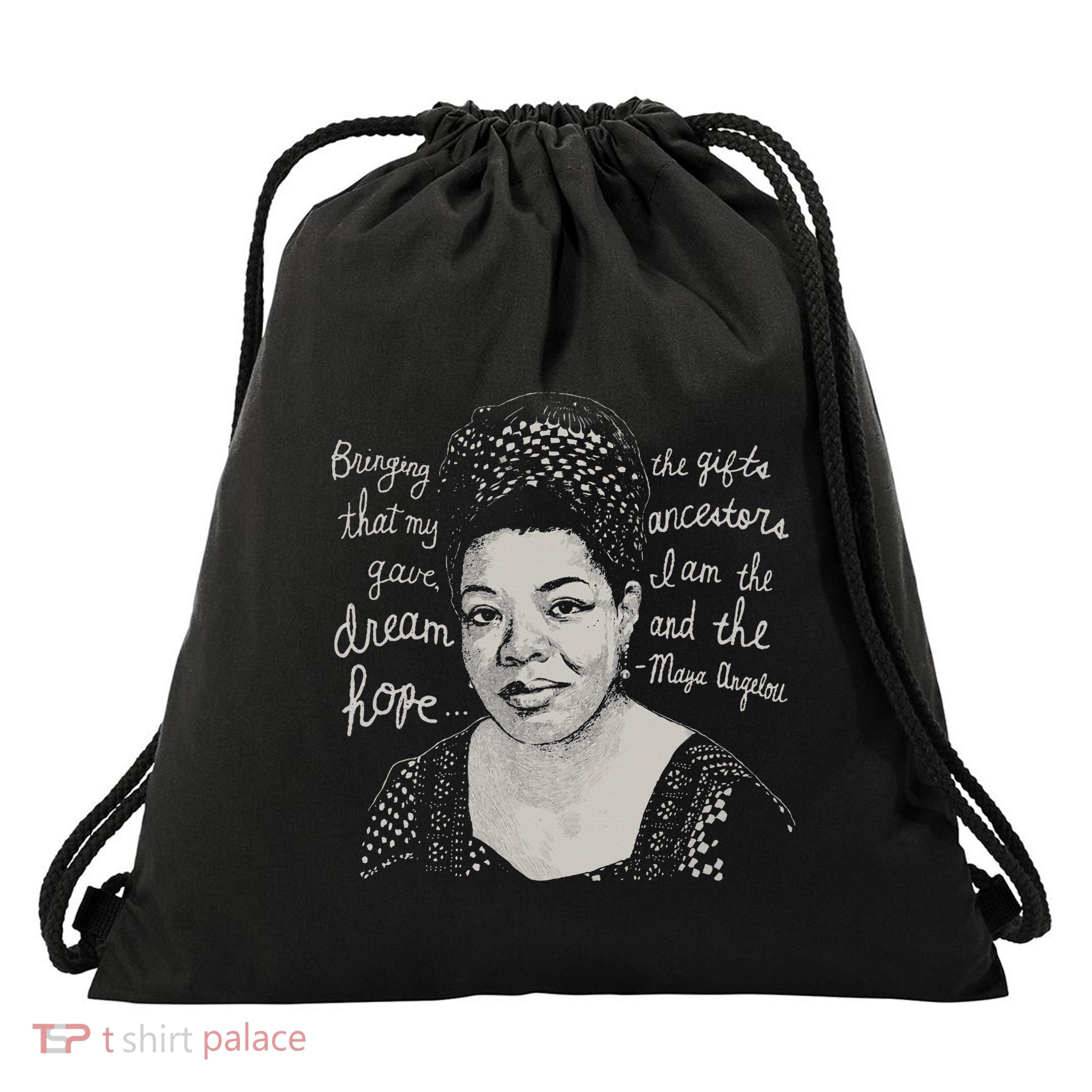 Trendy Black History Maya Angelou Quote Drawstring Bag