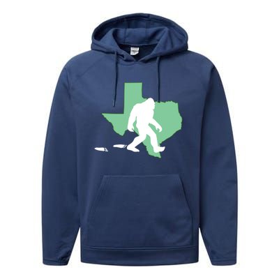 Texas Bigfoot Hunter State Funny Gift Performance Fleece Hoodie