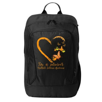 Teal Butterfly Heart Survivor Multiple Sclerosis Awareness City Backpack