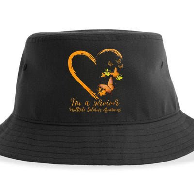 Teal Butterfly Heart Survivor Multiple Sclerosis Awareness Sustainable Bucket Hat