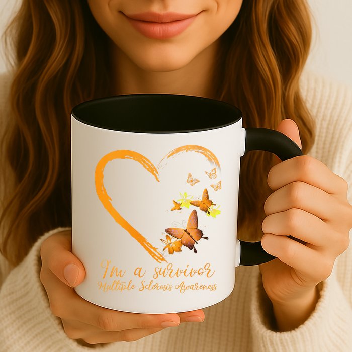 Teal Butterfly Heart Survivor Multiple Sclerosis Awareness Mug