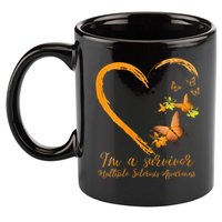 Teal Butterfly Heart Survivor Multiple Sclerosis Awareness 11oz C Handle Ceramic Mug