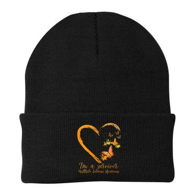 Teal Butterfly Heart Survivor Multiple Sclerosis Awareness Beanie
