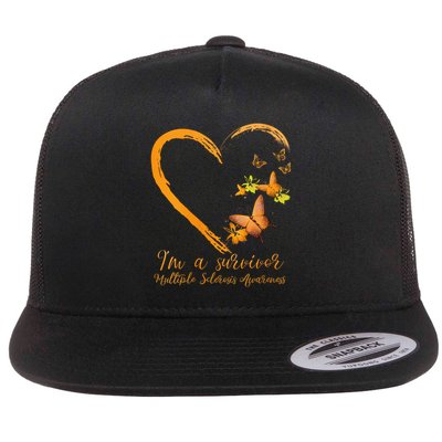 Teal Butterfly Heart Survivor Multiple Sclerosis Awareness Flatbill Hat