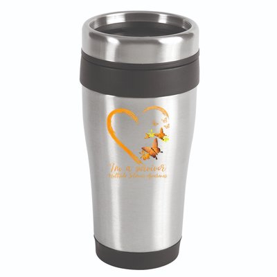 Teal Butterfly Heart Survivor Multiple Sclerosis Awareness 16oz Travel Tumbler