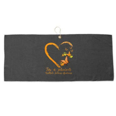 Teal Butterfly Heart Survivor Multiple Sclerosis Awareness Large Microfiber Waffle Golf Towel