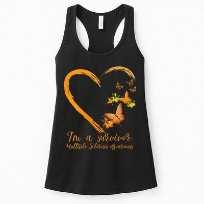 Teal Butterfly Heart Survivor Multiple Sclerosis Awareness Womens Tank Top