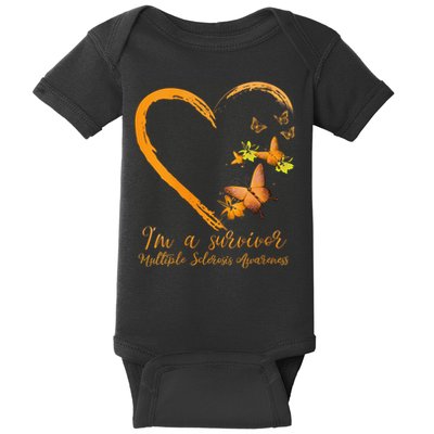 Teal Butterfly Heart Survivor Multiple Sclerosis Awareness Baby Bodysuit
