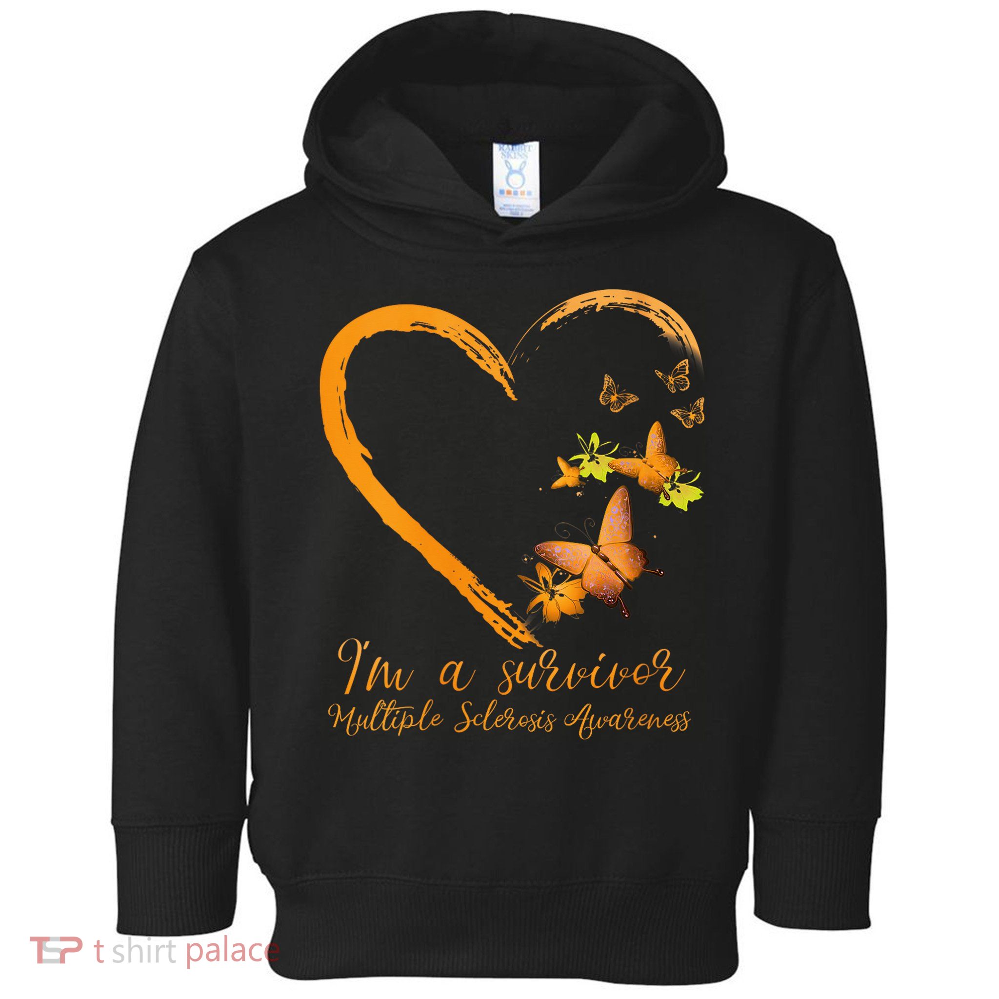 Teal Butterfly Heart Survivor Multiple Sclerosis Awareness Toddler Hoodie