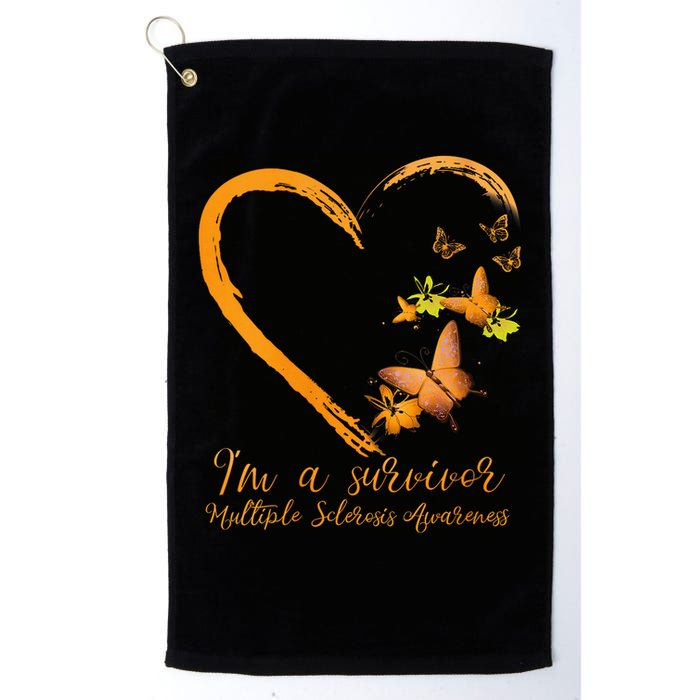 Teal Butterfly Heart Survivor Multiple Sclerosis Awareness Golf Towel