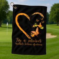 Teal Butterfly Heart Survivor Multiple Sclerosis Awareness Golf Towel