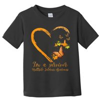 Teal Butterfly Heart Survivor Multiple Sclerosis Awareness Toddler T-Shirt