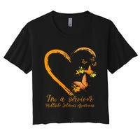 Teal Butterfly Heart Survivor Multiple Sclerosis Awareness Crop Top