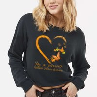 Teal Butterfly Heart Survivor Multiple Sclerosis Awareness Cropped Pullover Crew