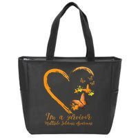 Teal Butterfly Heart Survivor Multiple Sclerosis Awareness Zip Tote Bag