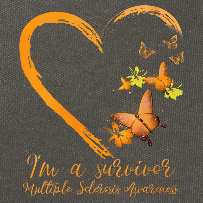 Teal Butterfly Heart Survivor Multiple Sclerosis Awareness Cotton Canvas Backpack