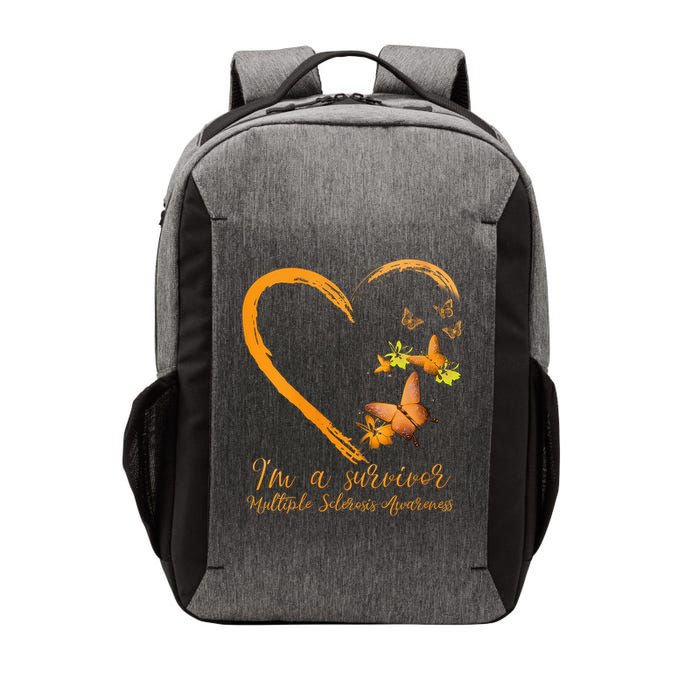 Teal Butterfly Heart Survivor Multiple Sclerosis Awareness Vector Backpack