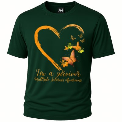 Teal Butterfly Heart Survivor Multiple Sclerosis Awareness Performance Shirt