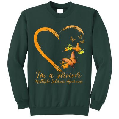 Teal Butterfly Heart Survivor Multiple Sclerosis Awareness Sweatshirt