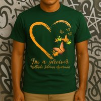 Teal Butterfly Heart Survivor Multiple Sclerosis Awareness T-Shirt