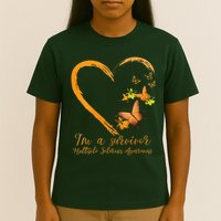 Teal Butterfly Heart Survivor Multiple Sclerosis Awareness T-Shirt