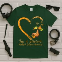 Teal Butterfly Heart Survivor Multiple Sclerosis Awareness T-Shirt