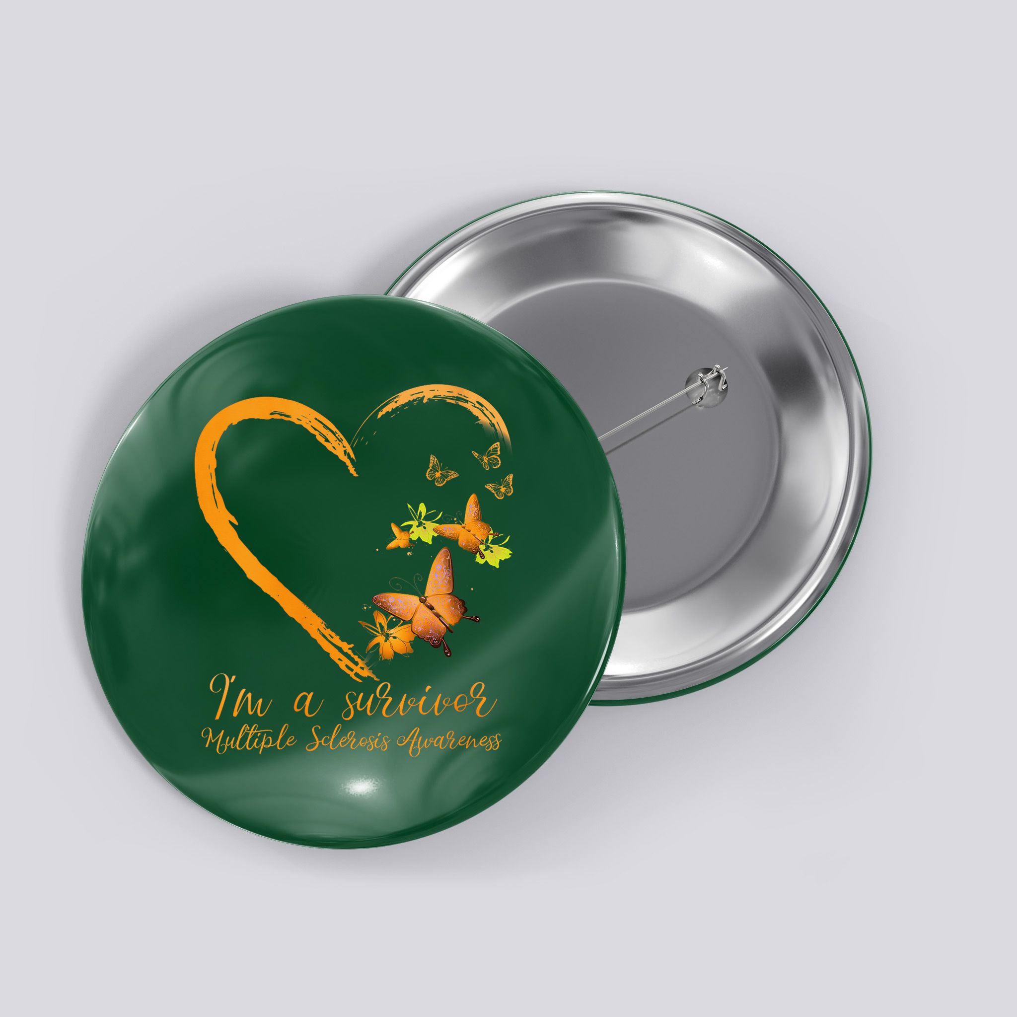Teal Butterfly Heart Survivor Multiple Sclerosis Awareness Button