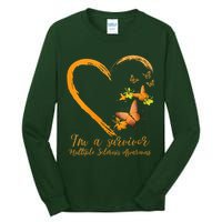 Teal Butterfly Heart Survivor Multiple Sclerosis Awareness Tall Long Sleeve T-Shirt