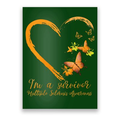 Teal Butterfly Heart Survivor Multiple Sclerosis Awareness Poster