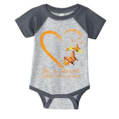 Teal Butterfly Heart Survivor Multiple Sclerosis Awareness Infant Baby Jersey Bodysuit