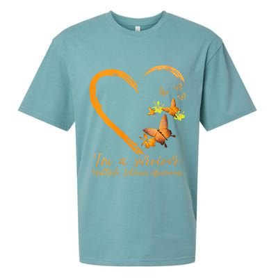 Teal Butterfly Heart Survivor Multiple Sclerosis Awareness Sueded Cloud Jersey T-Shirt