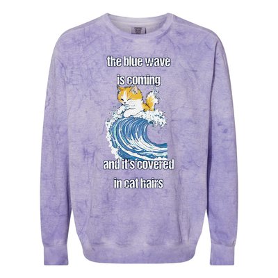 The Blue Humor Wave Is Coming Covered In Cat Hairs Kamala Colorblast Crewneck Sweatshirt