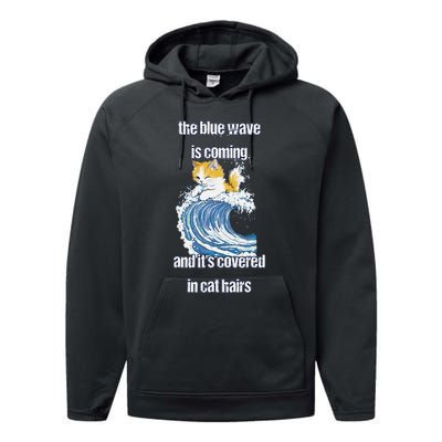 The Blue Humor Wave Is Coming Covered In Cat Hairs Kamala Performance Fleece Hoodie