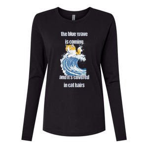 The Blue Humor Wave Is Coming Covered In Cat Hairs Kamala Womens Cotton Relaxed Long Sleeve T-Shirt