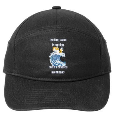 The Blue Humor Wave Is Coming Covered In Cat Hairs Kamala 7-Panel Snapback Hat