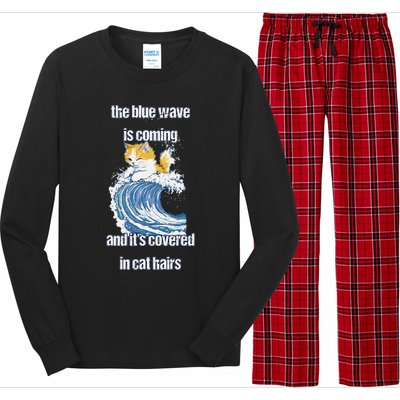 The Blue Humor Wave Is Coming Covered In Cat Hairs Kamala Long Sleeve Pajama Set