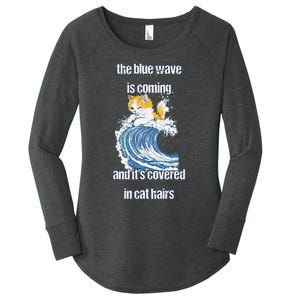 The Blue Humor Wave Is Coming Covered In Cat Hairs Kamala Women's Perfect Tri Tunic Long Sleeve Shirt