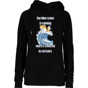 The Blue Humor Wave Is Coming Covered In Cat Hairs Kamala Womens Funnel Neck Pullover Hood