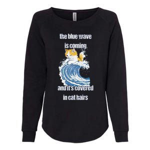 The Blue Humor Wave Is Coming Covered In Cat Hairs Kamala Womens California Wash Sweatshirt