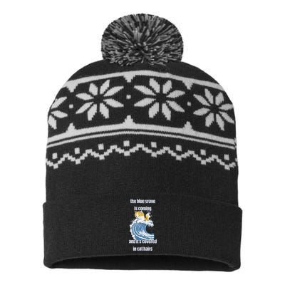 The Blue Humor Wave Is Coming Covered In Cat Hairs Kamala USA-Made Snowflake Beanie